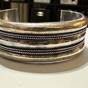 Sterling Silver Cuff Bracelet with Rope Detailing